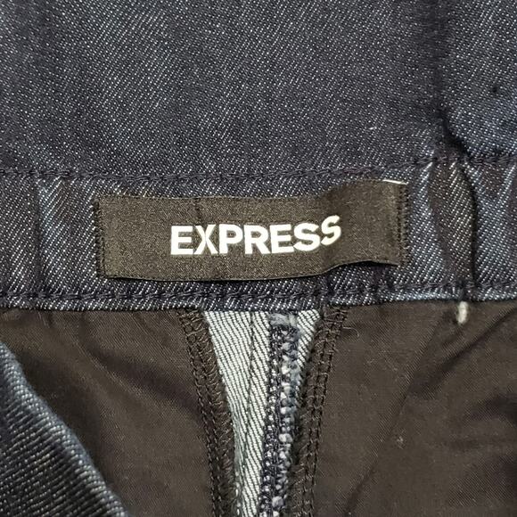 Express Paperbag Cropped Wide Leg Super High Rise Jeans Sz 6 Belted Dark Wash - Picture 8 of 15